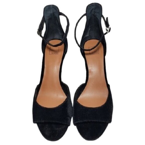 14th Union Black Velvet Open Toe Heels Sz 8M - Picture 7 of 9